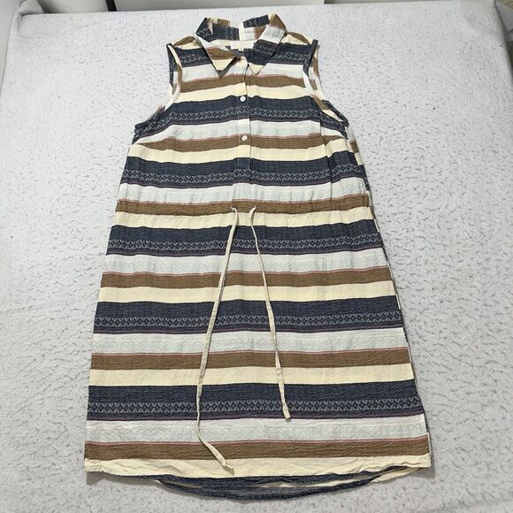 Mud Pie Dresses & Skirts - Mud Pie Women’s Medium A-Line Dress Cotton Textured Striped Collared Sleeveless